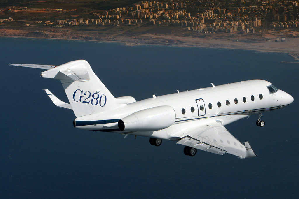 O Gulfstream G280, fabricados sob licença pela IAI, fará parte do voo comemorativo (Foto: IAI).