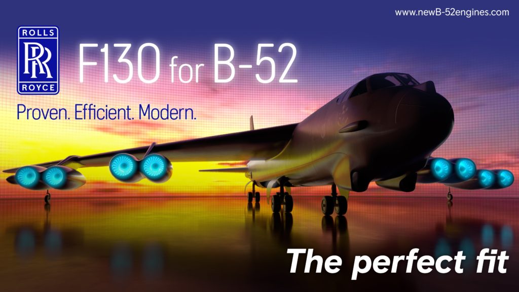 USAF B-52H: BUFFs irão voar com os Rolls-Royce F130 (Foto: Rolls-Royce).