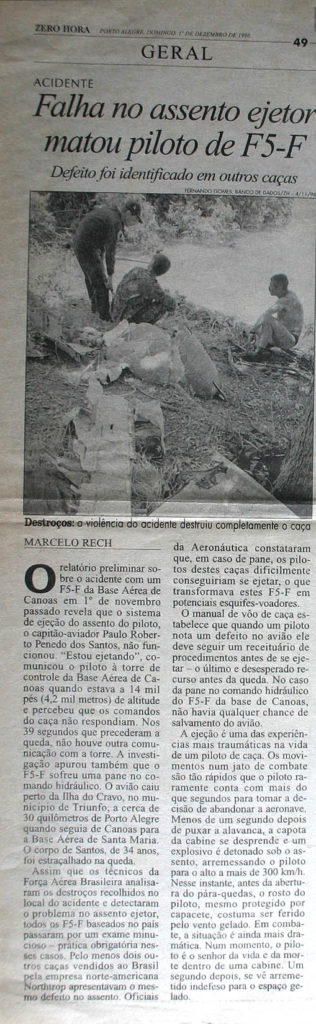 Jornal Zero Hora - 1º de Dezembro de 1996. Arquivo Leandro Casella.