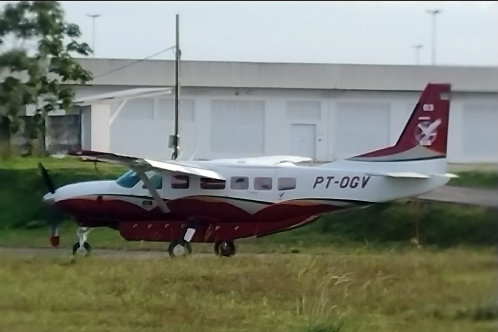 Amapá e Pará recebem Cessna Grand Caravan apreendidos pela PF. PT-OGV, agora "Gavião 03", com as marcas da Polícia Militar do Amapá (Foto: Divulgação).