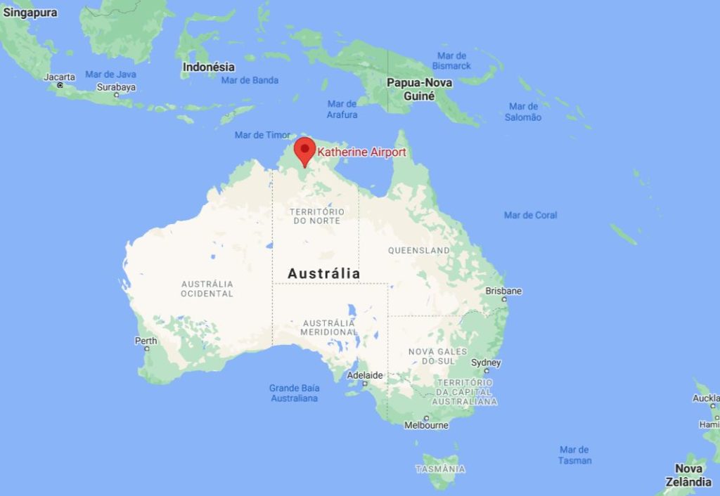 Localização da Base Aérea de Tindal, nos Territórios do Norte (Fonte: Google Maps).
