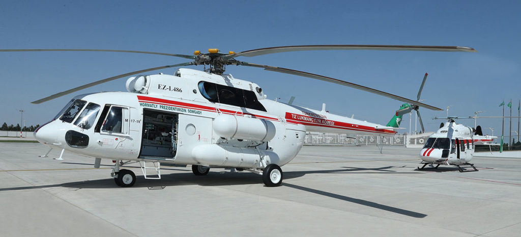 Turcomenistão recebe helicópteros aeromédicos. Na foto o Mi-17-1V EZ-1486 (Foto: Governo do Turcomenistão).