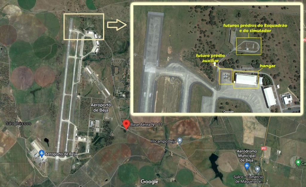Base Aérea Nº11 (BA11) Beja, futura casa do KC-390 da FAP (Fonte: Google Earth).
