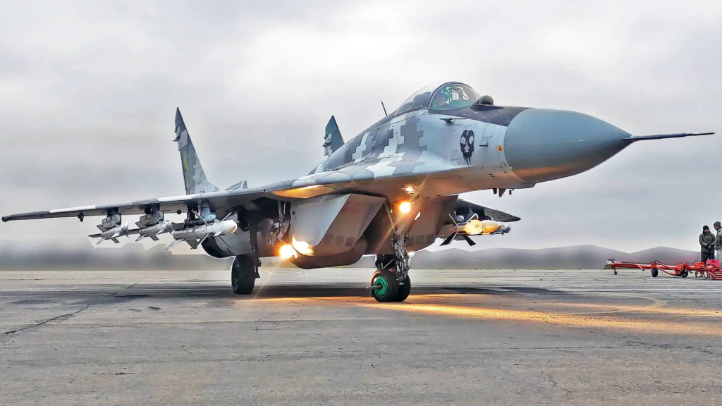 MiG-31 russo abate MiG-29 Ucraniano com R-37M. Um MiG-29 similar a este foi abatido Foto: MoD Ucrânia.