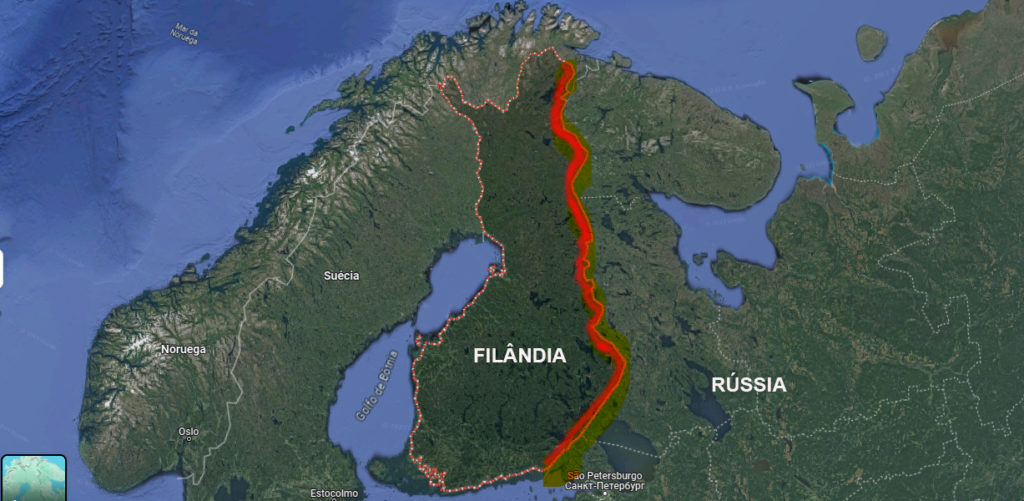 Toda a fronteira oriental da Finlândia será fechada. Arte: RFA.