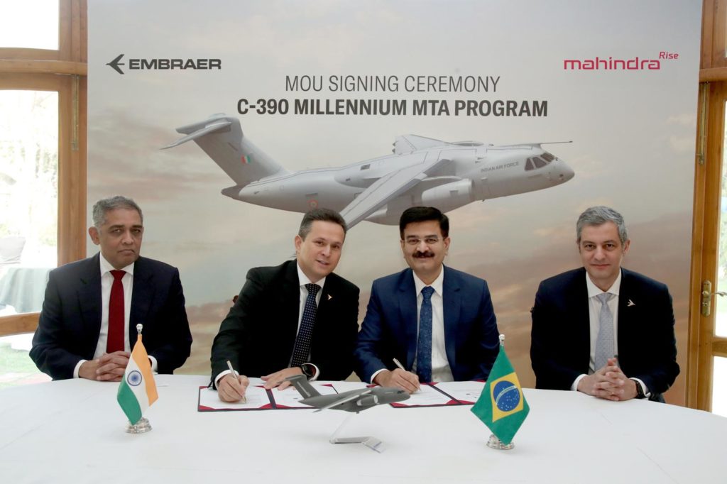 Embraer e Mahindra anunciam acordo para o programa C-390 Millennium na Índia (Fotos: Embraer).